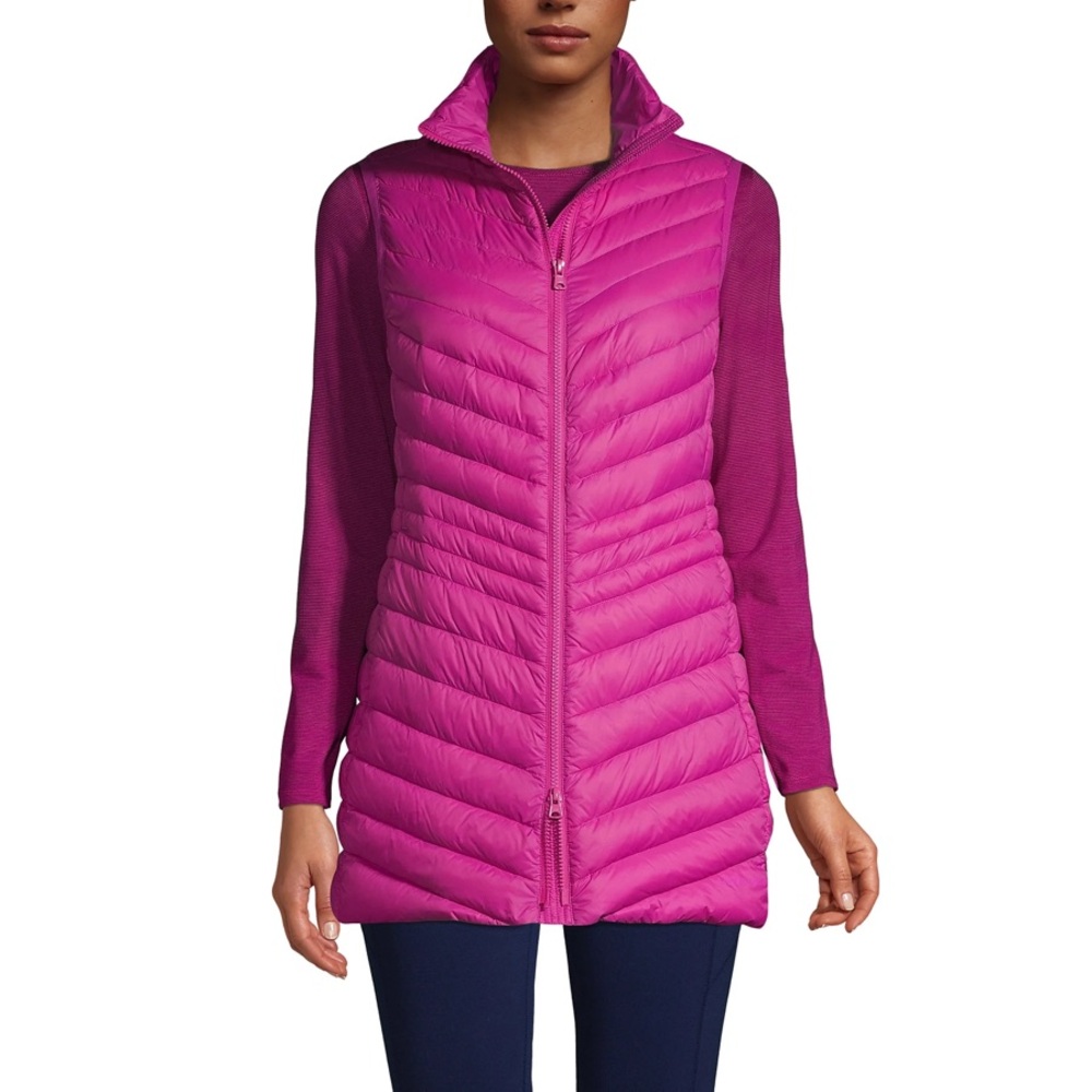 Lands' End Women's Tall Wanderweight Packable Down Vest Light Raspberry Sorbe